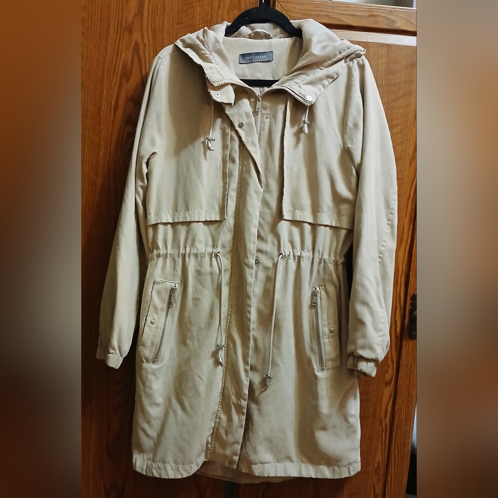Suzy Shier Tan Utility Jacket with Drawstring Waist